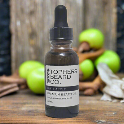 Topher's Beard Co. Dirty Apple premium beard oil (30ml). Made in Brantford, ON.