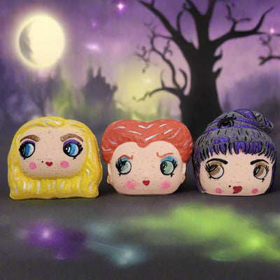 Hocus Pocus Witches Hand-Painted Bath Bombs - Sanderson Sisters Trio, Halloween Gift Set