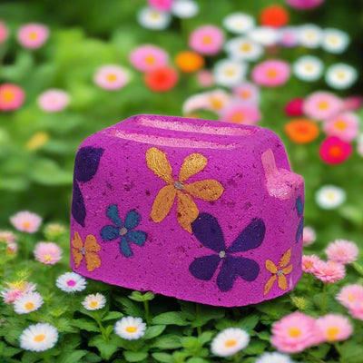 "I'll Buy My Own Flowers" Toaster Bath Bomb - Purple Floral Novelty Bath Fizz by Topher's Soap Co., Brantford, Ontario, Canada