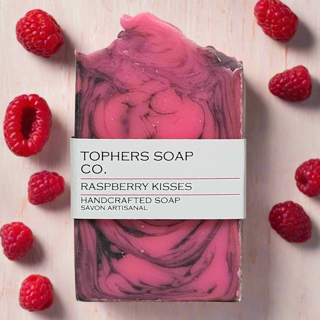 Topher's Soap Co. Raspberry Kisses Handcrafted Soap - Artisan Soap Bar Made in Brantford, Ontario, Canada
