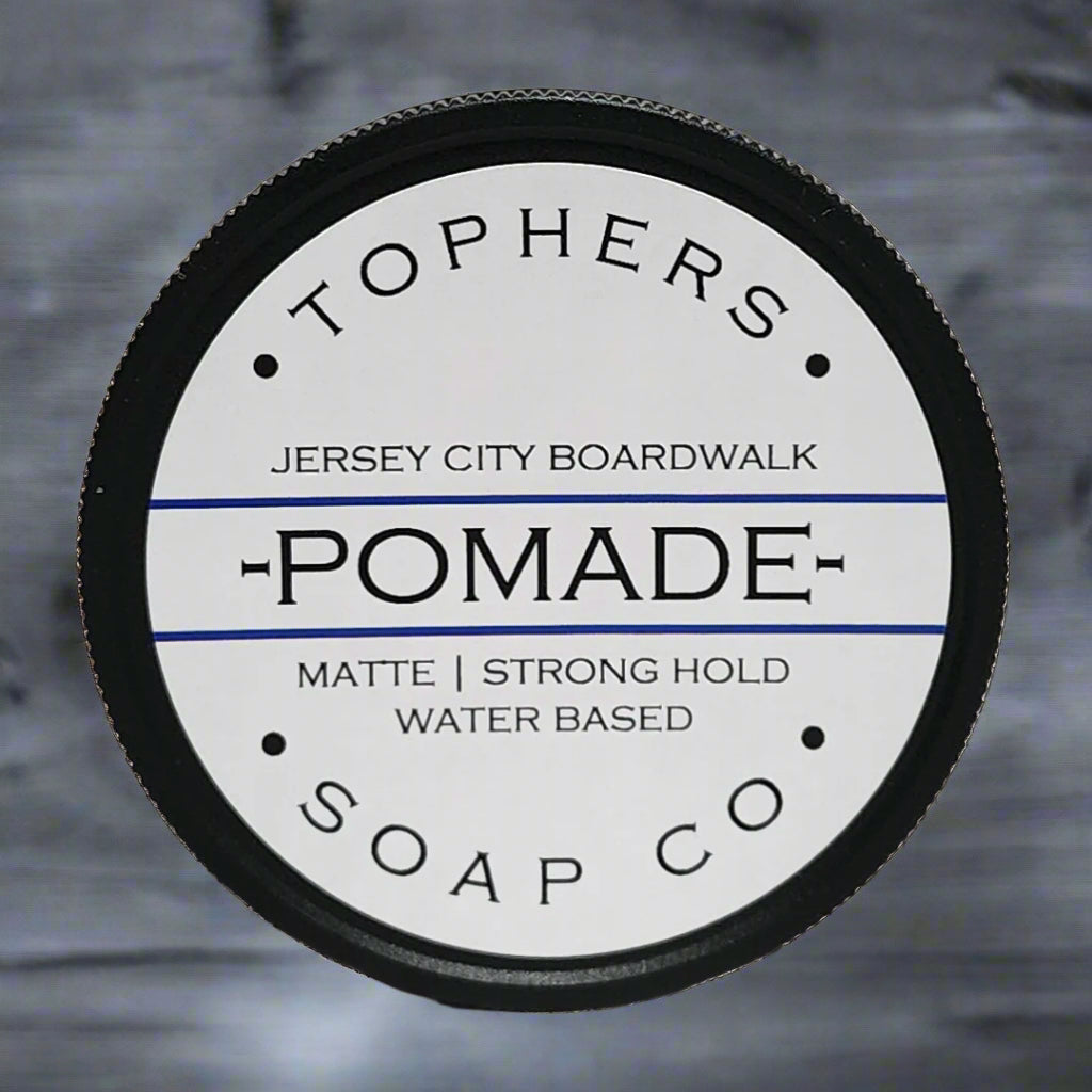 Topher's Jersey City Boardwalk Pomade - Matte, Strong Hold, Water Based Hair Styling Product, Made in Brantford, Ontario, Canada