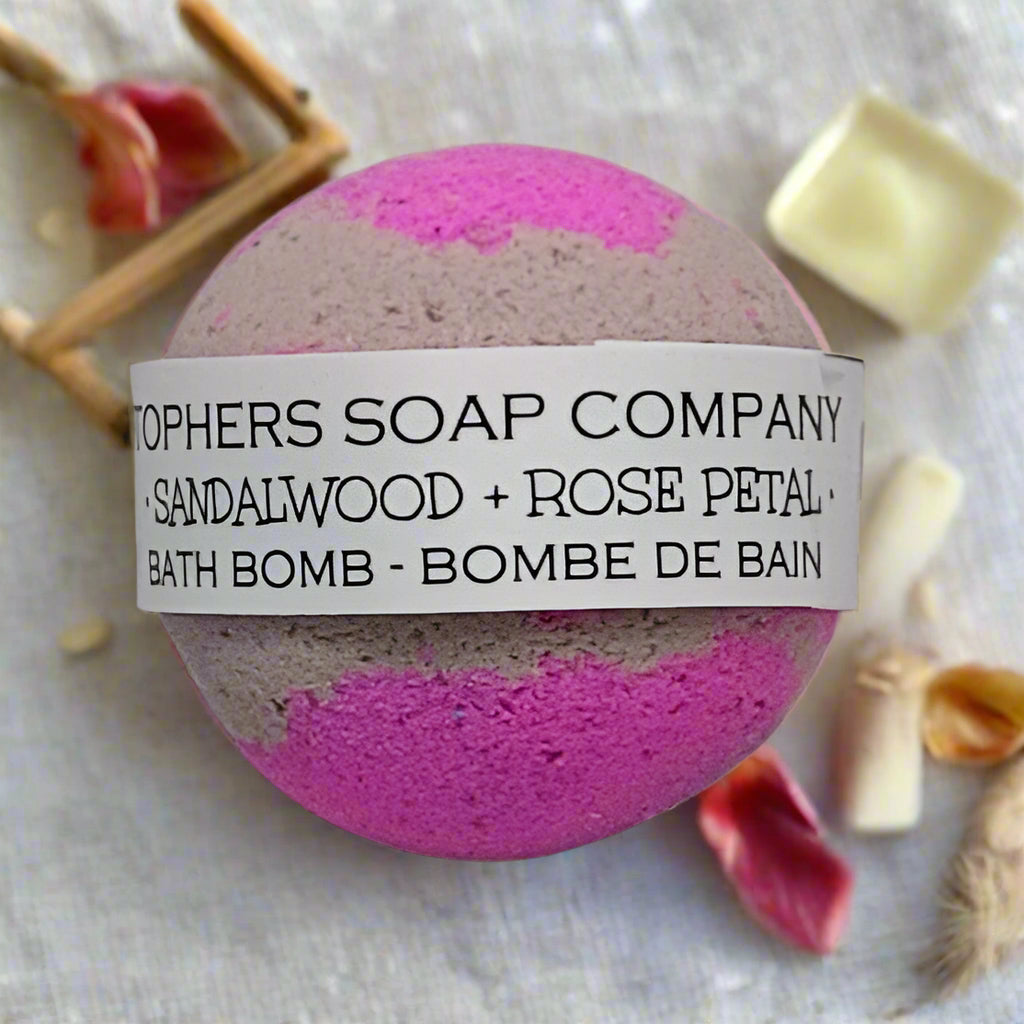 Sandalwood + Rose Petal Foaming Bath Bomb