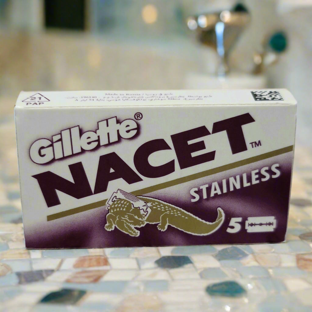 Gillette Nacet Stainless Double Edge Razor Blades - 5 Blades, Smooth Shave, Available in Brantford, Ontario, Canada